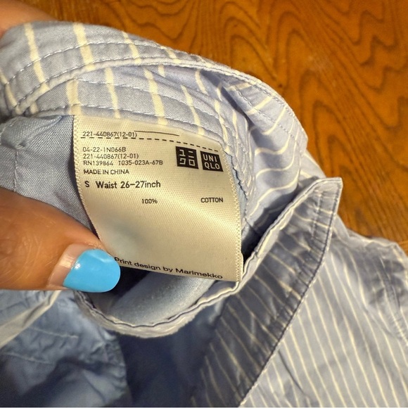 Marimekko x Uniqlo Elastic Waist High Rise Striped Pants Blue White Sz S Casual - Picture 10 of 15